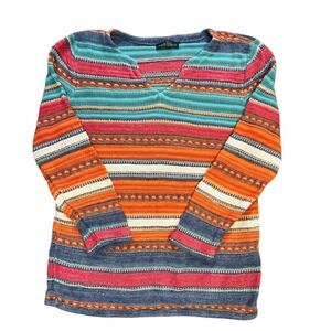 Lauren Jeans Co Ralph Lauren Southwestern Striped Knit Sweater Women's Medium